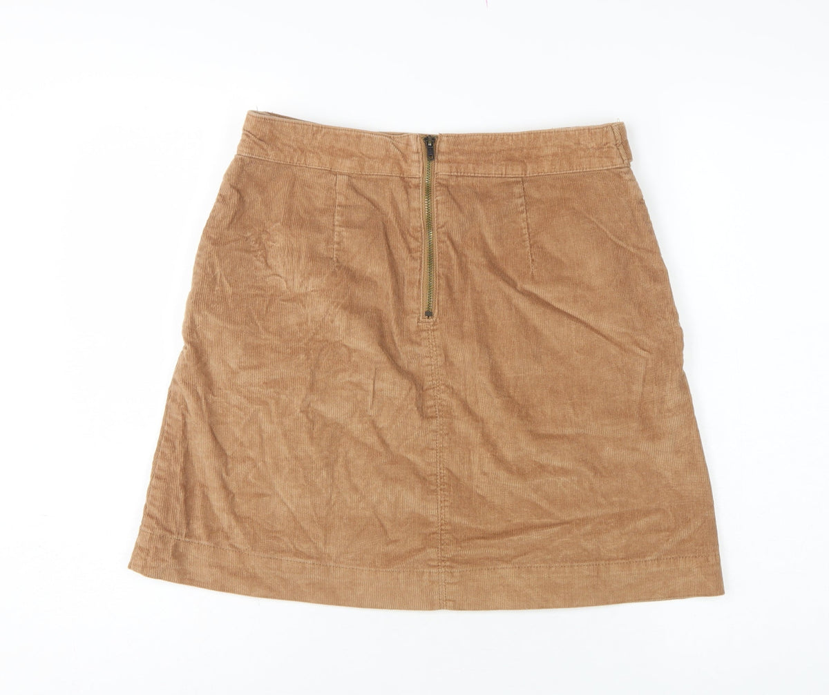 Fat Face Women Brown Corduroy A-Line Mini Skirt UK 10 Stretch