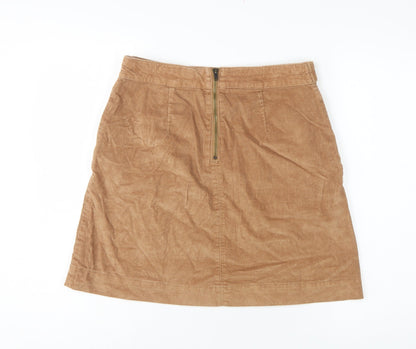 Fat Face Women Brown Corduroy A-Line Mini Skirt UK 10 Stretch