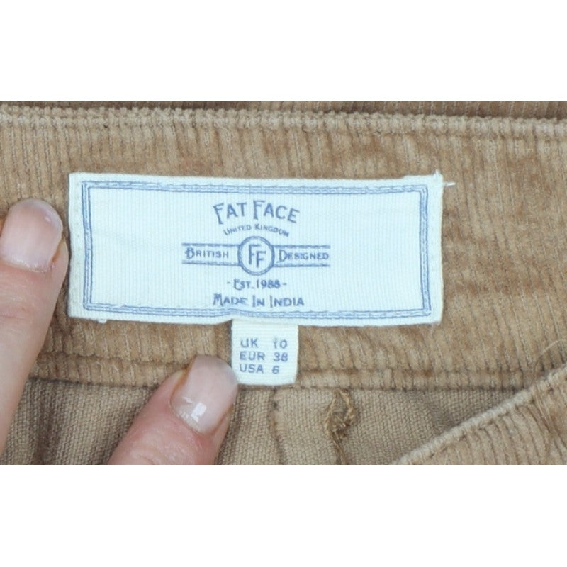 Fat Face Women Brown Corduroy A-Line Mini Skirt UK 10 Stretch