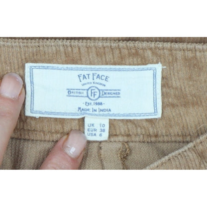 Fat Face Women Brown Corduroy A-Line Mini Skirt UK 10 Stretch