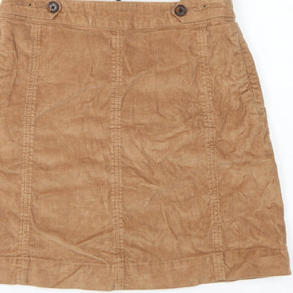 Fat Face Women Brown Corduroy A-Line Mini Skirt UK 10 Stretch
