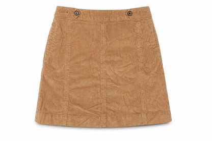 Fat Face Women Brown Corduroy A-Line Mini Skirt UK 10 Stretch