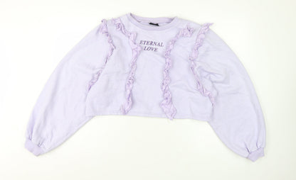 Minga London Women's Lilac XS/S Ruffle Cropped Sweatshirt Eternal Love