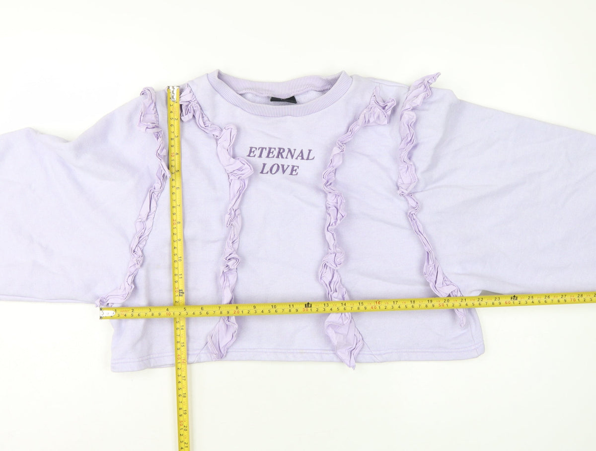 Minga London Women's Lilac XS/S Ruffle Cropped Sweatshirt Eternal Love