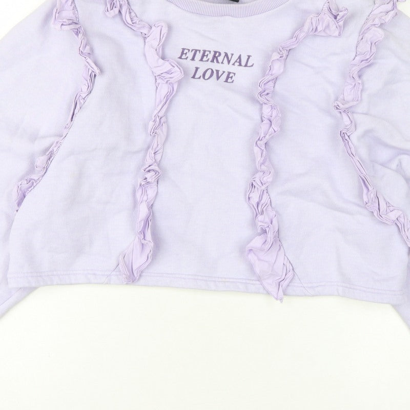 Minga London Women's Lilac XS/S Ruffle Cropped Sweatshirt Eternal Love