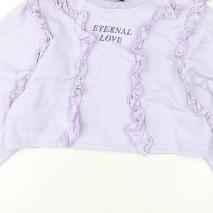 Minga London Women's Lilac XS/S Ruffle Cropped Sweatshirt Eternal Love