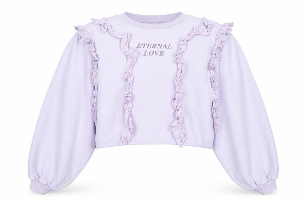 Minga London Women's Lilac XS/S Ruffle Cropped Sweatshirt Eternal Love