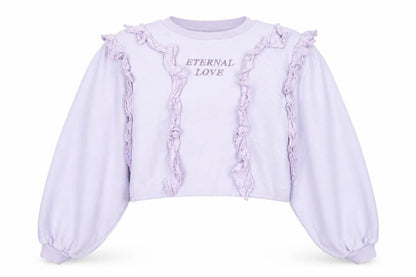 Minga London Women's Lilac XS/S Ruffle Cropped Sweatshirt Eternal Love