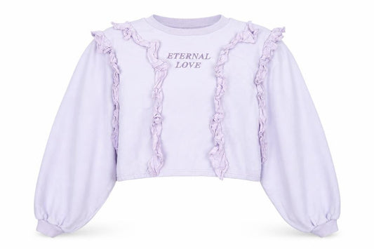 Minga London Women's Lilac XS/S Ruffle Cropped Sweatshirt Eternal Love