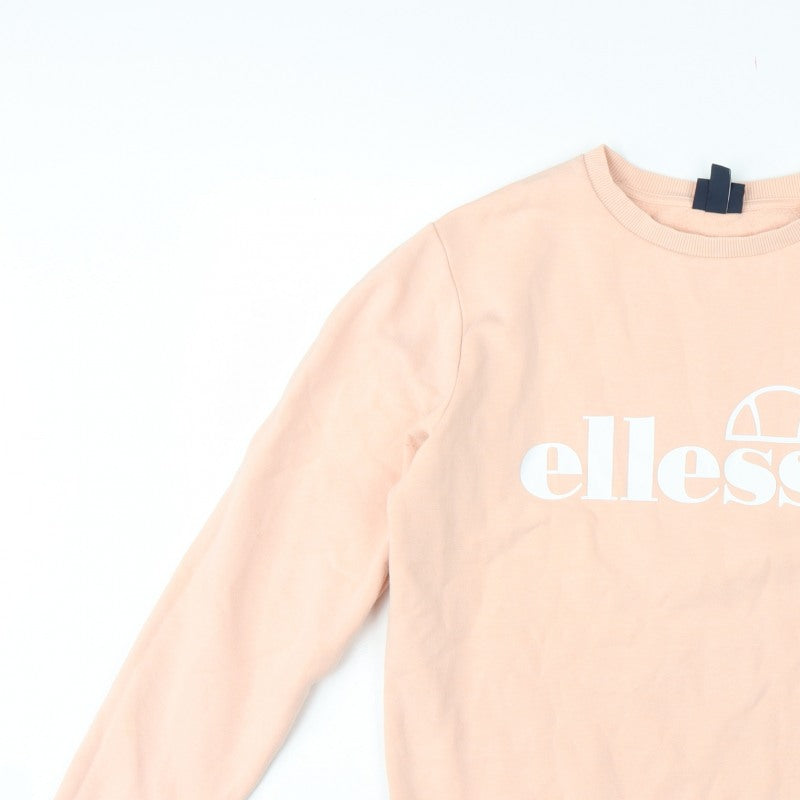 Ellesse Women’s Pink Logo Fleece Sweatshirt UK 12 Crew Neck