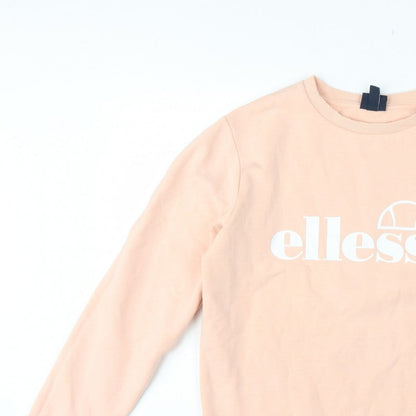 Ellesse Women’s Pink Logo Fleece Sweatshirt UK 12 Crew Neck