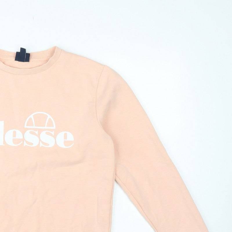 Ellesse Women’s Pink Logo Fleece Sweatshirt UK 12 Crew Neck