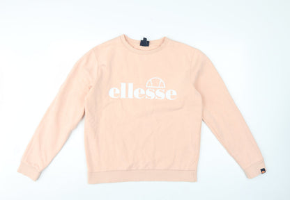 Ellesse Women’s Pink Logo Fleece Sweatshirt UK 12 Crew Neck
