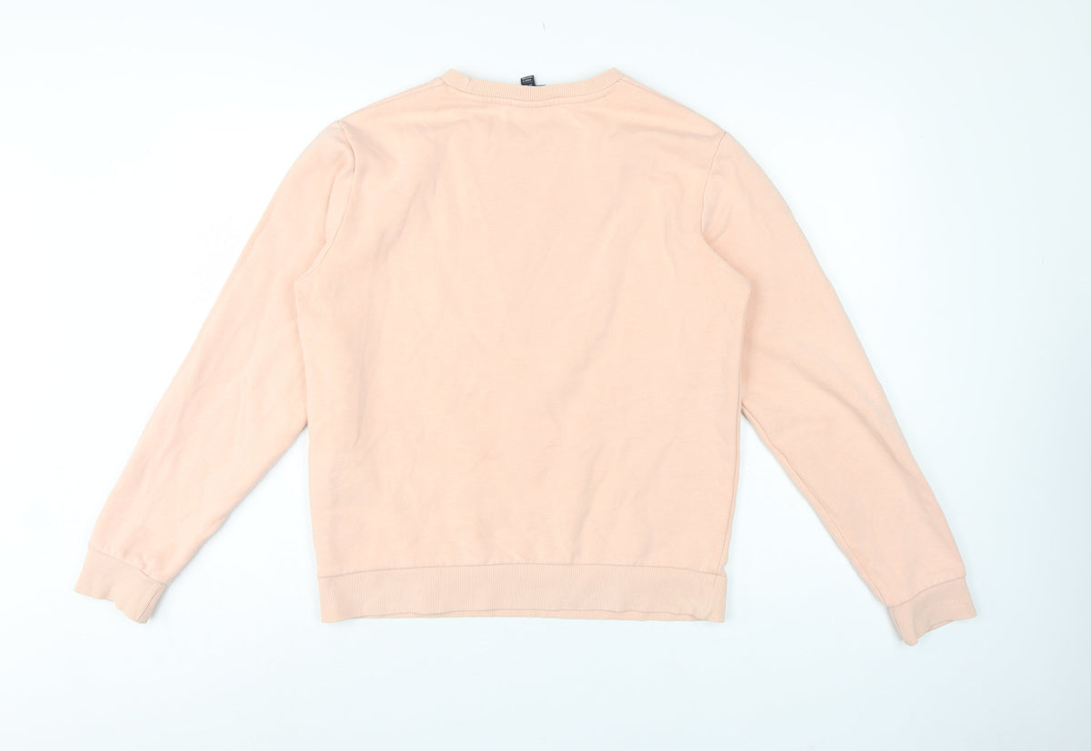 Ellesse Women’s Pink Logo Fleece Sweatshirt UK 12 Crew Neck