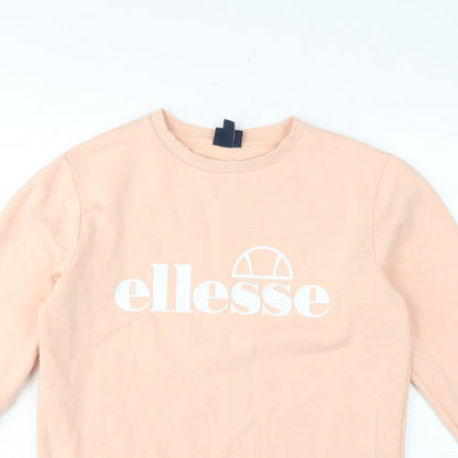 Ellesse Women’s Pink Logo Fleece Sweatshirt UK 12 Crew Neck