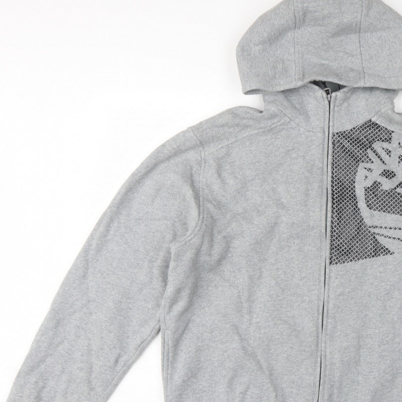 Timberland Men’s Grey L Full Zip Logo Graphic Hoodie Fleece