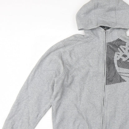 Timberland Men’s Grey L Full Zip Logo Graphic Hoodie Fleece