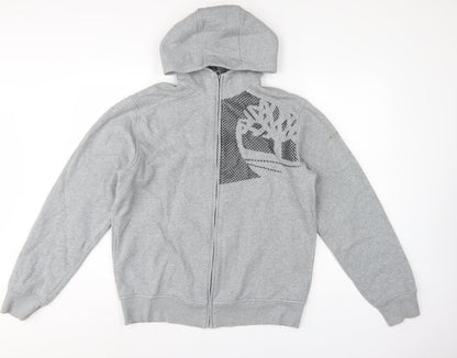 Timberland Men’s Grey L Full Zip Logo Graphic Hoodie Fleece