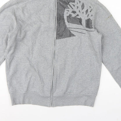 Timberland Men’s Grey L Full Zip Logo Graphic Hoodie Fleece
