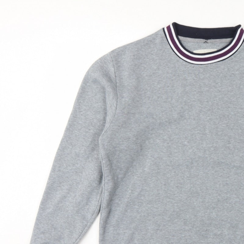 Lee Cooper Men's Grey S Pullover Crew Neck Striped Trim Sweatshirt