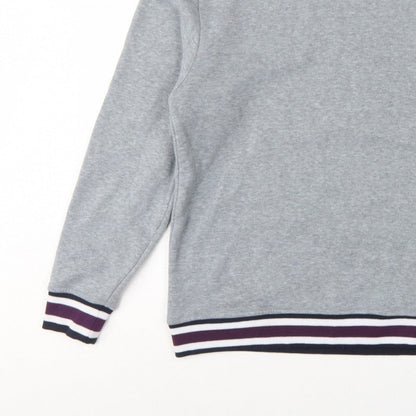 Lee Cooper Men's Grey S Pullover Crew Neck Striped Trim Sweatshirt