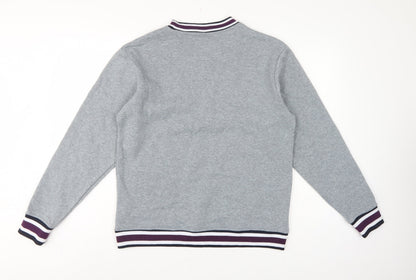 Lee Cooper Men's Grey S Pullover Crew Neck Striped Trim Sweatshirt