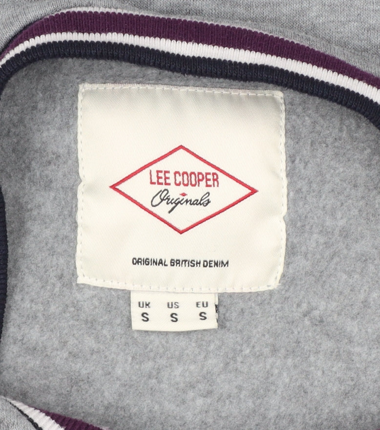 Lee Cooper Men's Grey S Pullover Crew Neck Striped Trim Sweatshirt