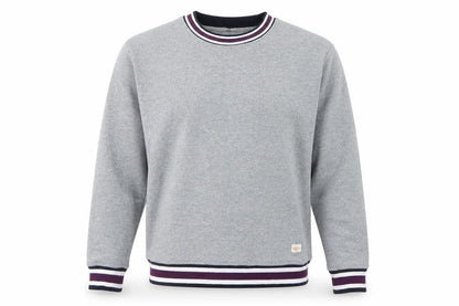 Lee Cooper Men's Grey S Pullover Crew Neck Striped Trim Sweatshirt