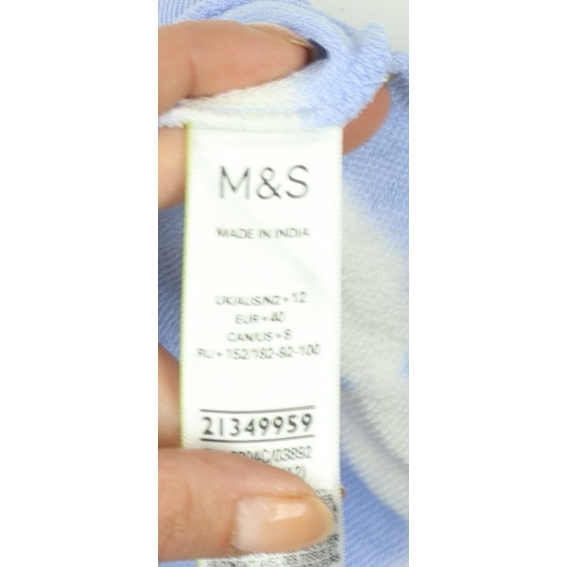 Marks and Spencer Women's Blue UK 12 Striped Pullover Sweatshirt