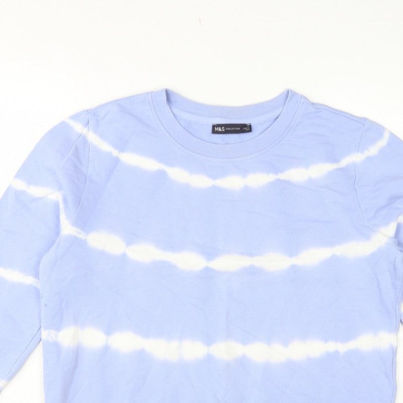 Marks and Spencer Women's Blue UK 12 Striped Pullover Sweatshirt