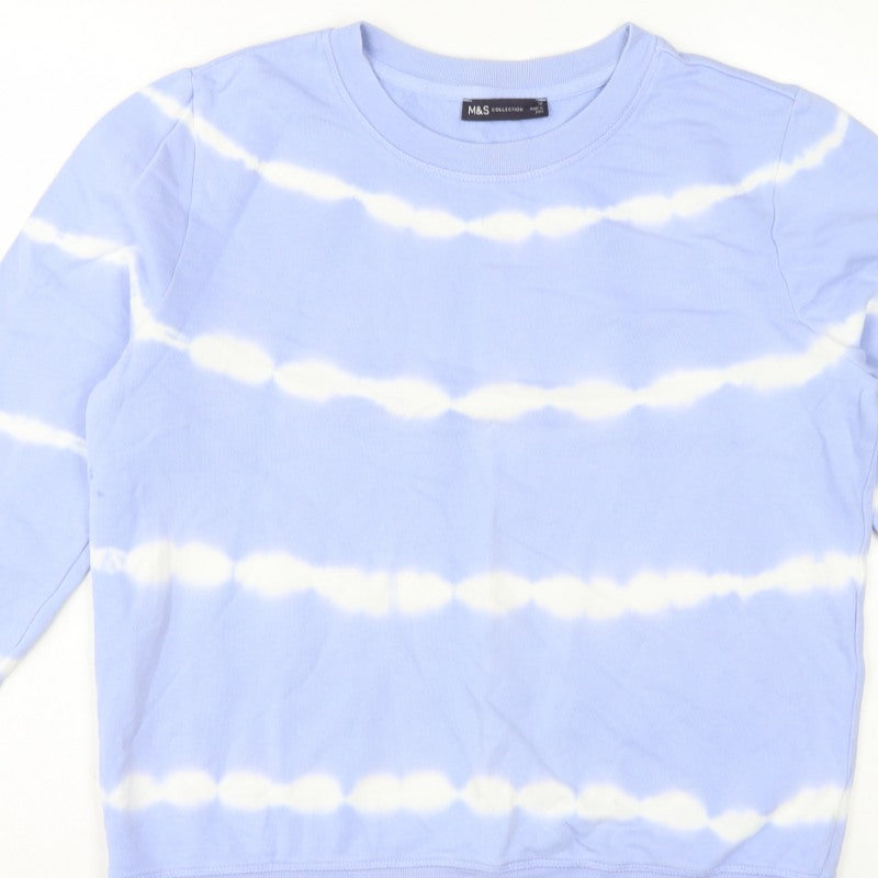 Marks and Spencer Women's Blue UK 12 Striped Pullover Sweatshirt