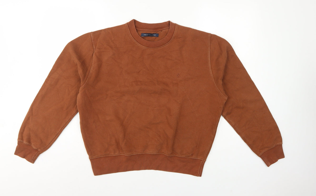 French Connection Women’s Brown S Pullover Crew Neck Logo Sweatshirt
