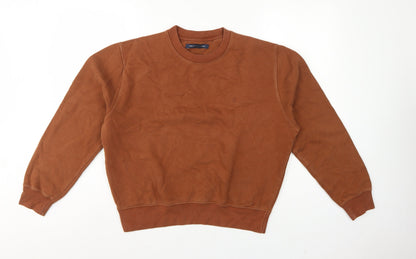 French Connection Women’s Brown S Pullover Crew Neck Logo Sweatshirt