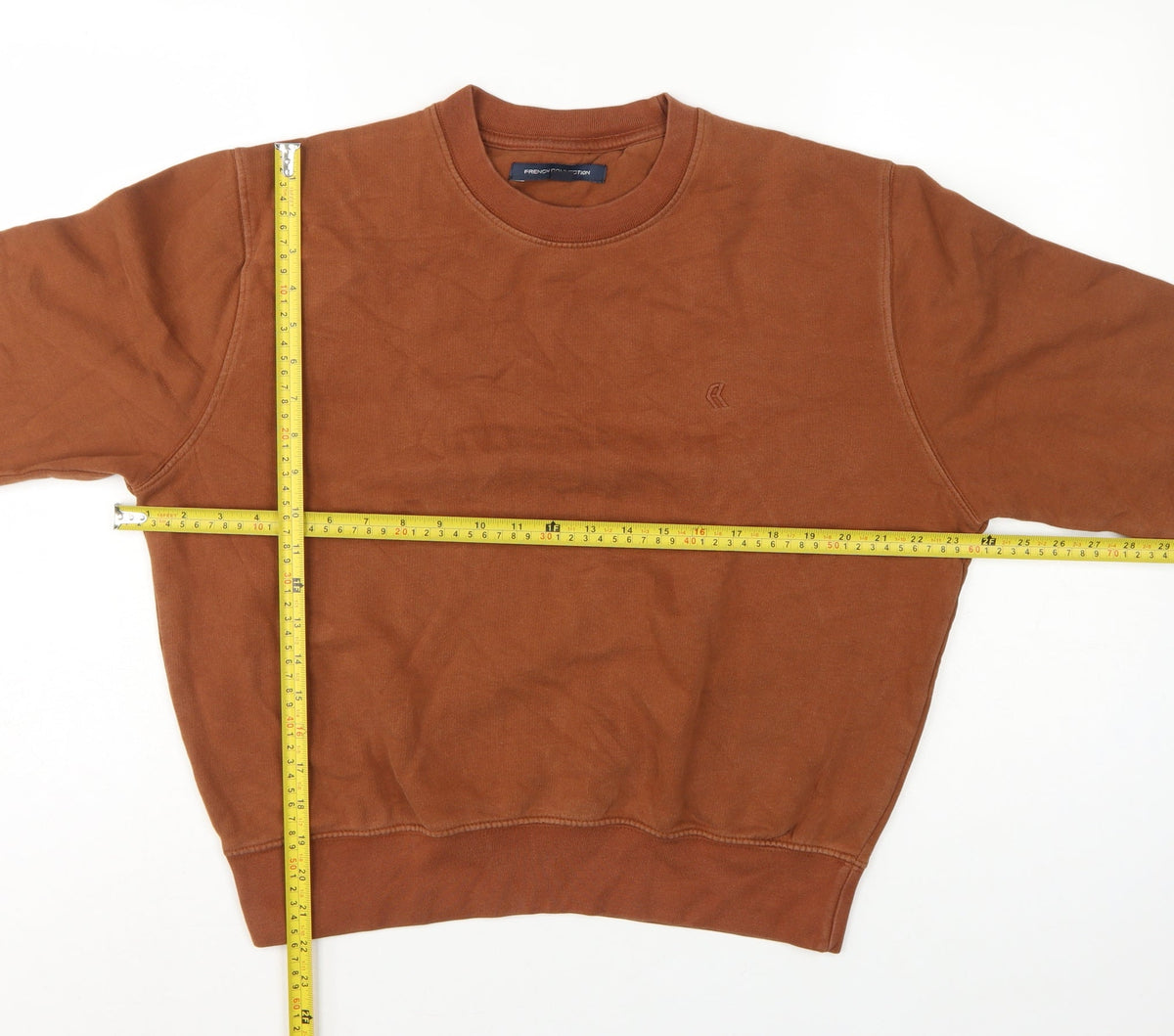 French Connection Women’s Brown S Pullover Crew Neck Logo Sweatshirt