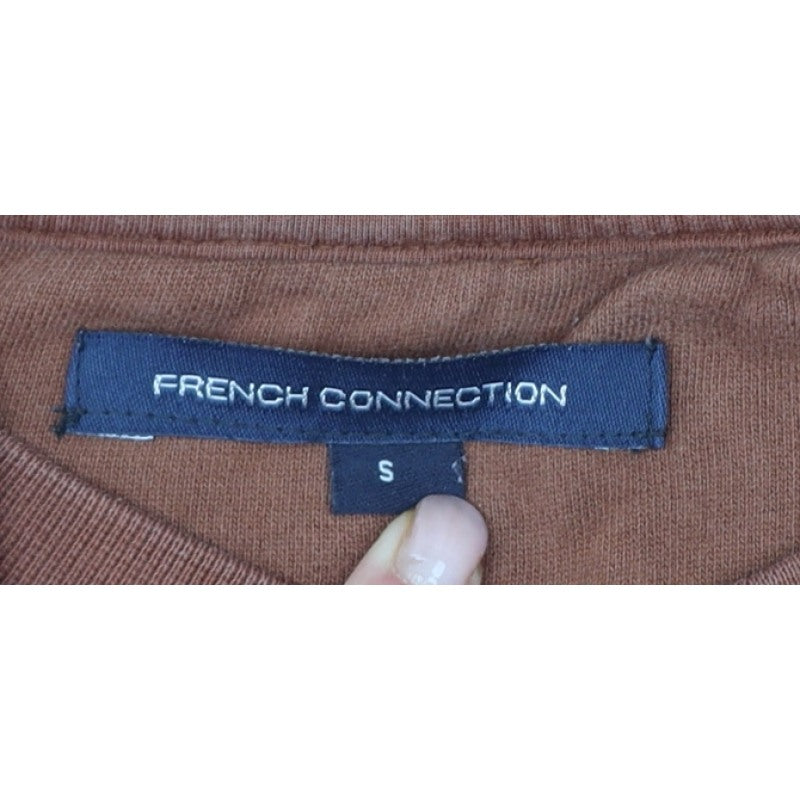 French Connection Women’s Brown S Pullover Crew Neck Logo Sweatshirt