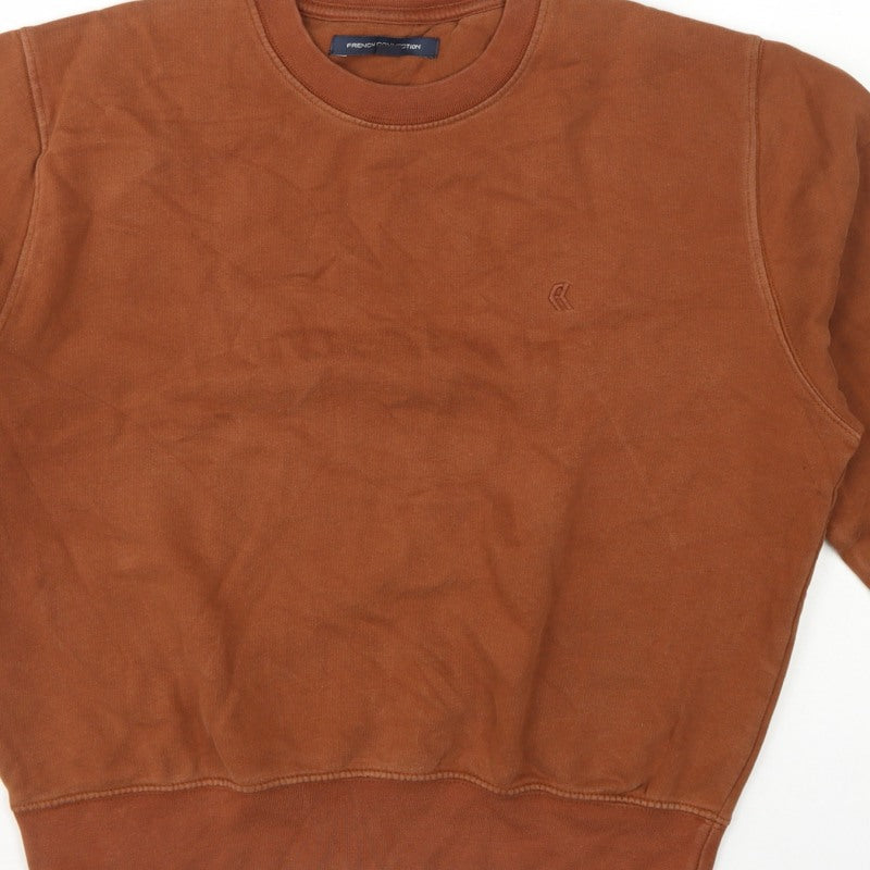 French Connection Women’s Brown S Pullover Crew Neck Logo Sweatshirt
