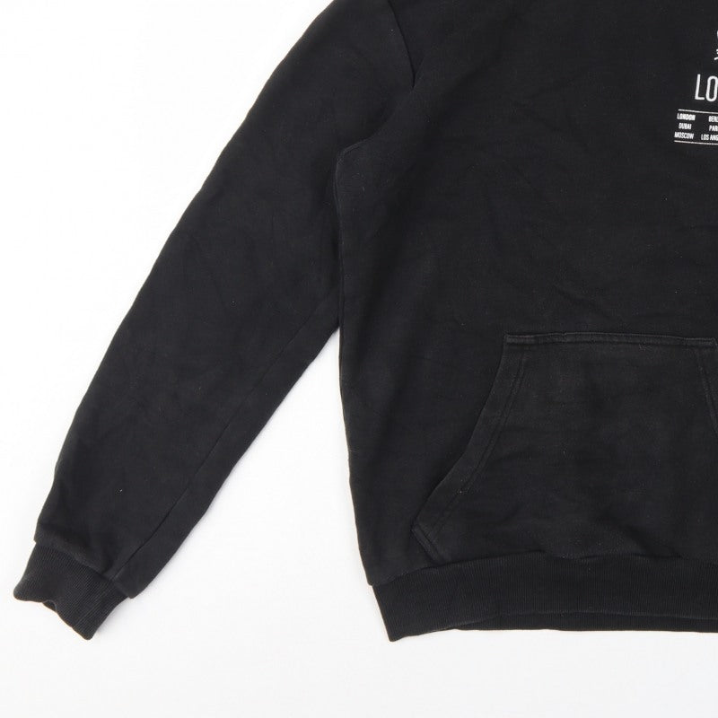 Adidas Men's Black S London Graphic Pullover Hooded Hoodie Kangaroo Pocket