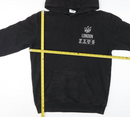 Adidas Men's Black S London Graphic Pullover Hooded Hoodie Kangaroo Pocket
