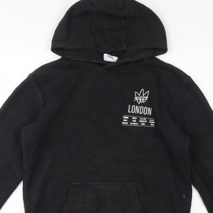 Adidas Men's Black S London Graphic Pullover Hooded Hoodie Kangaroo Pocket