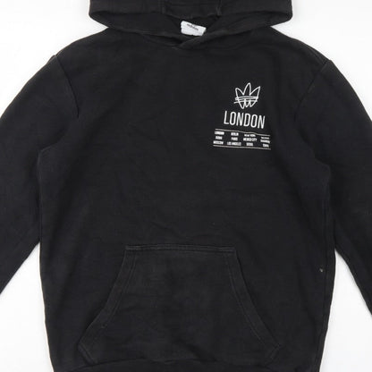 Adidas Men's Black S London Graphic Pullover Hooded Hoodie Kangaroo Pocket