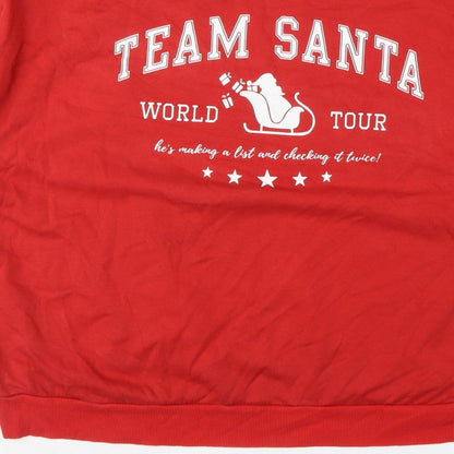 George Women Red 2XL Team Santa Christmas Fleece Sweatshirt