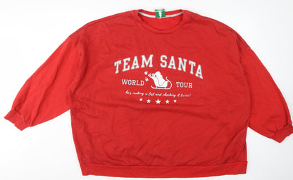 George Women Red 2XL Team Santa Christmas Fleece Sweatshirt