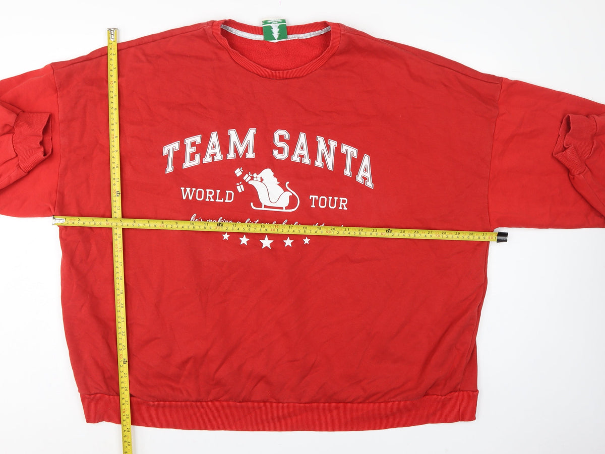 George Women Red 2XL Team Santa Christmas Fleece Sweatshirt