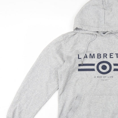 Lambretta Men’s Grey M Pullover Logo Graphic Hoodie Pockets