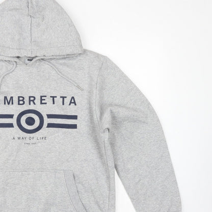 Lambretta Men’s Grey M Pullover Logo Graphic Hoodie Pockets