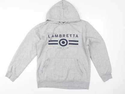 Lambretta Men’s Grey M Pullover Logo Graphic Hoodie Pockets
