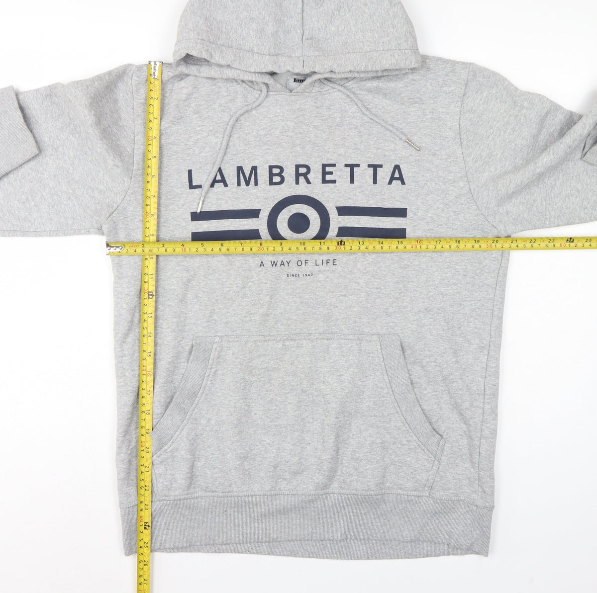 Lambretta Men’s Grey M Pullover Logo Graphic Hoodie Pockets