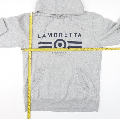 Lambretta Men’s Grey M Pullover Logo Graphic Hoodie Pockets