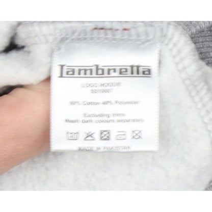 Lambretta Men’s Grey M Pullover Logo Graphic Hoodie Pockets