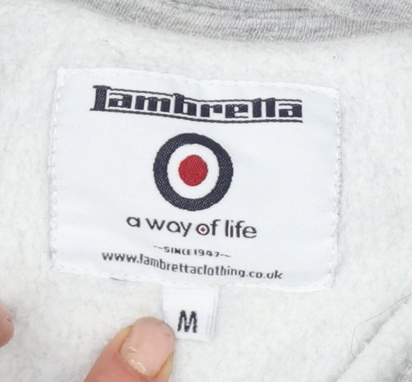 Lambretta Men’s Grey M Pullover Logo Graphic Hoodie Pockets